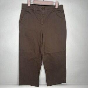 Counterparts Womens Pants 10 Leg Mid Rise Brown Capri Dress Pants Slacks Cropped